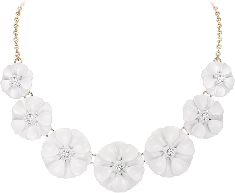 Flyonce Flower Collar Necklace, Floral Flowers Statement Summer Beach Chokers Necklaces for Women - Image 1